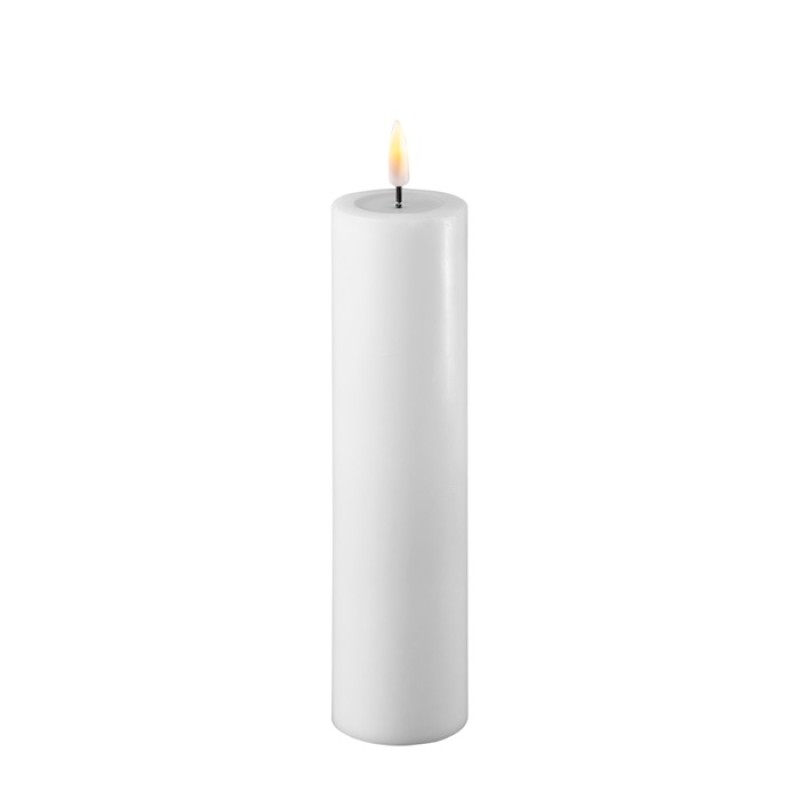 LED Stumpenkerze Echtwachs Real Flame weiss 20x5cm Batterie mieten Hochzeit, Feier