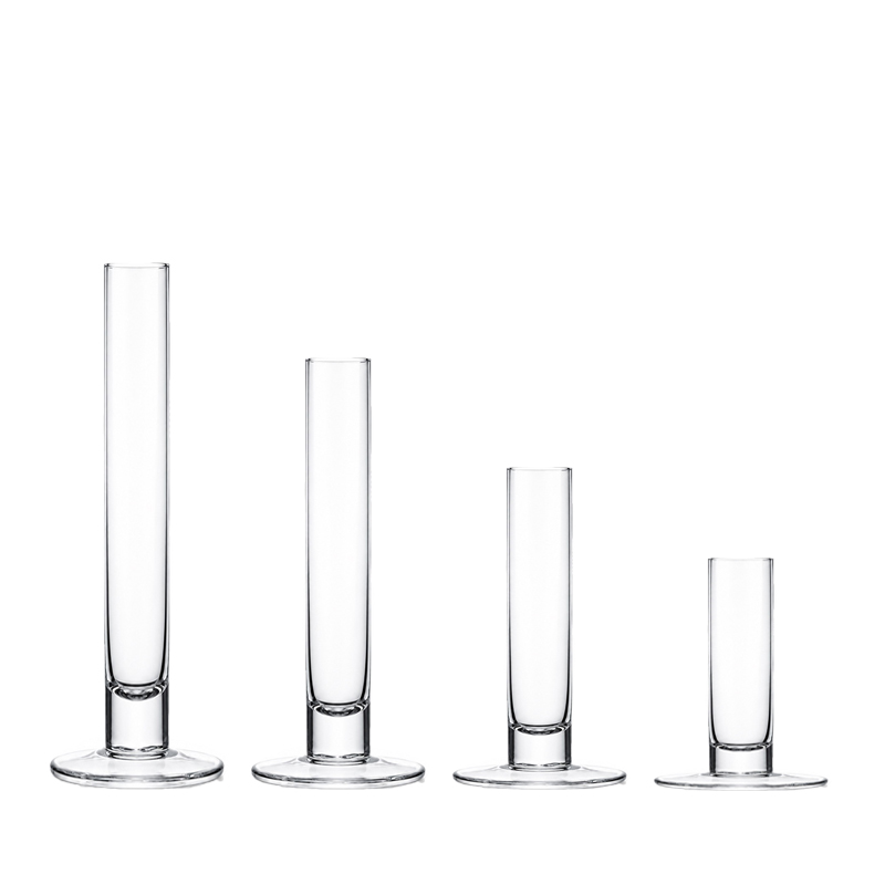 Vase Zylinder mit Standfuß Glas klar zur Vermietung von Eventdeko