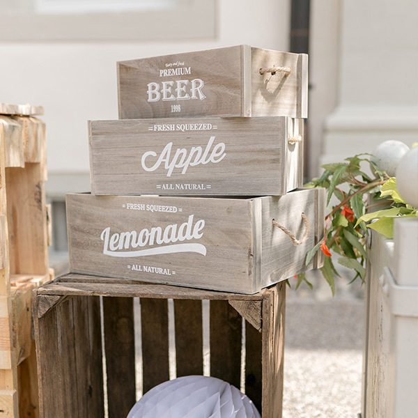 Kisten Trio Beer lemonade apple natur für Getränkebar und Candybar mieten_2