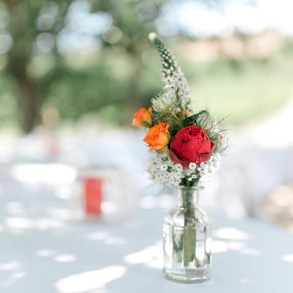 Flaschenvase Rille Glas klar mieten Tischdeko Hochzeit Vintage_3