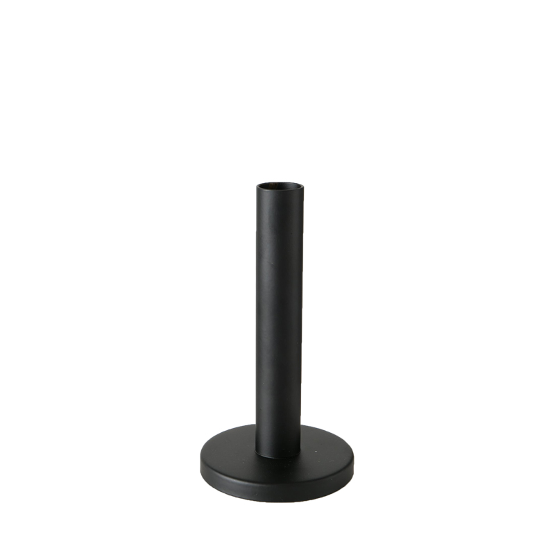 Kerzenständer 1-arm, Metall schwarz LINE short | Kerzenhalter | Kerzenleuchter [mieten], Höhe 16 cm