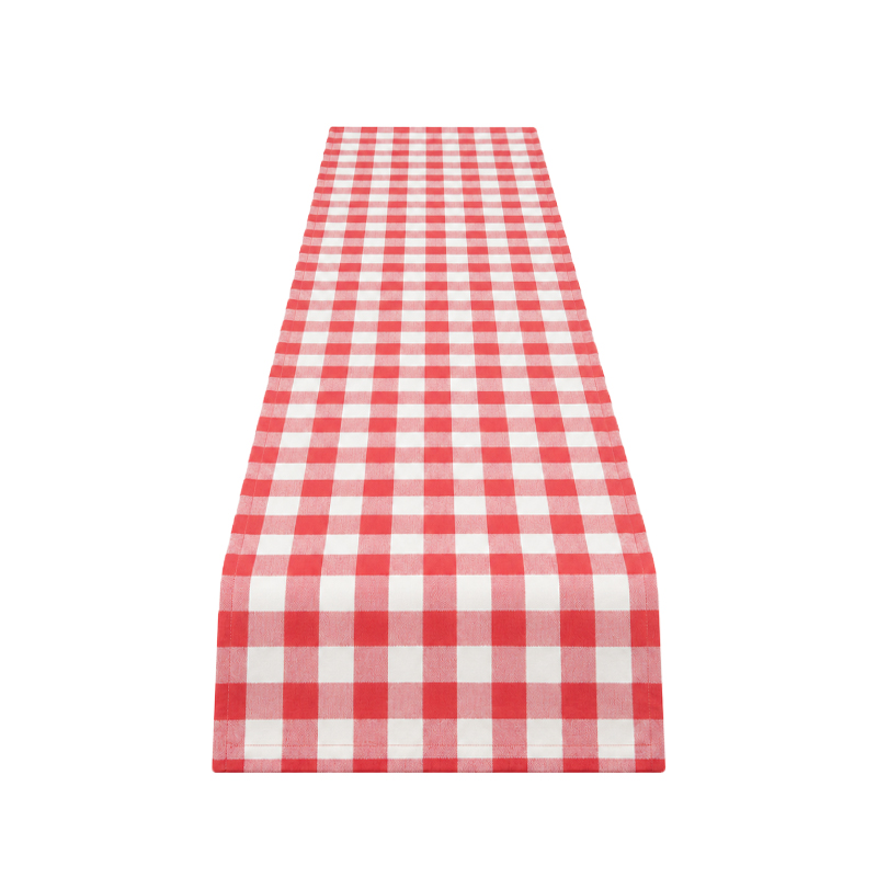Tischläufer polyester 275 x 30 cm in mediterran rot weiss | mieten Hochzeit Party Geburtstag