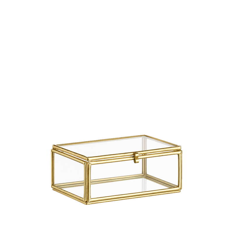 Schatulle Ringe Hochzeit Ringbox, Glas mit Goldrand [mieten]