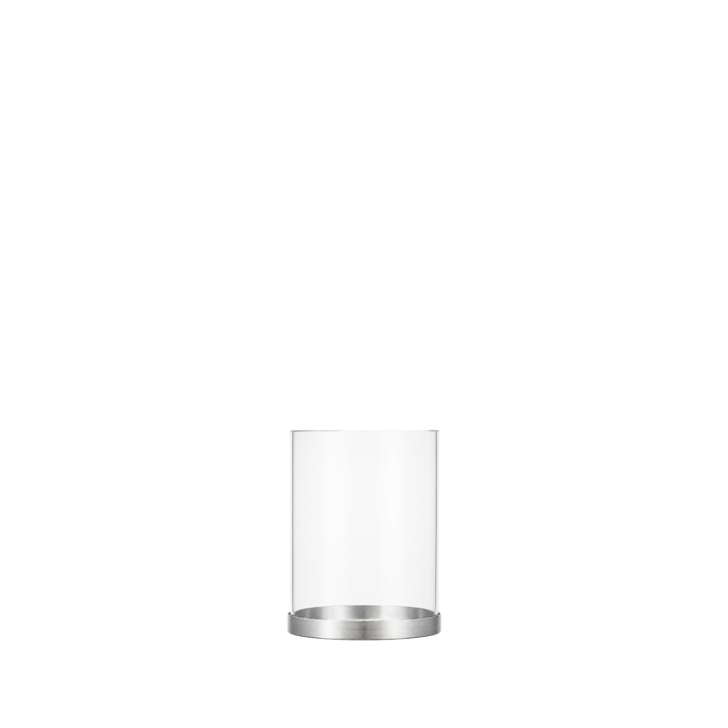 Kerzenhalter Line 1-arm silber mit Glaszylinder, Glasaufsatz | für Stumpenkerzen | Kerzenständer | Kerzenleuchter [mieten]