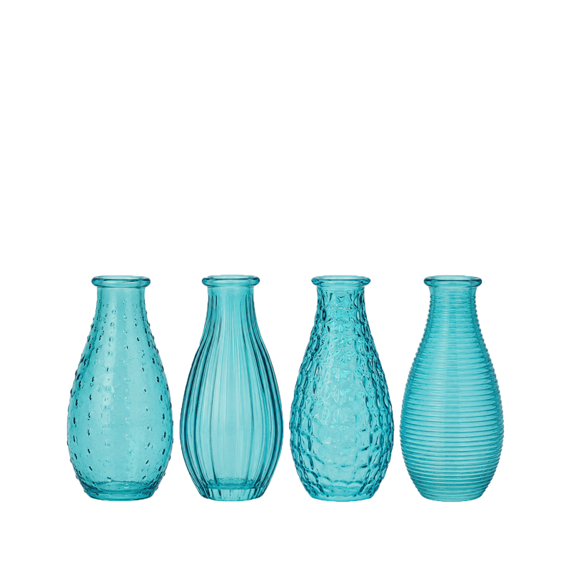 Flaschenvase aqua - 4-fach sortiert mieten Hochzeit, Event, Mottoparty