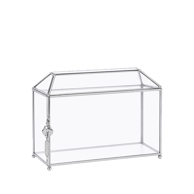 Kartenbox Geschenkebox Glas geometrisch silber Hochzeit mieten