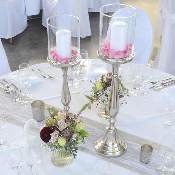 Kerzenständer | Kerzenhalter 1-arm silber 50cm mieten für Hochzeit und Event