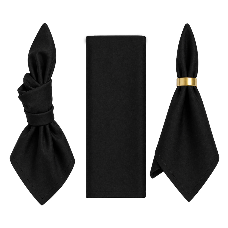 Stoffserviette aus Polyester 50x50cm in schwarz | mieten für Hochzeit Event Catering