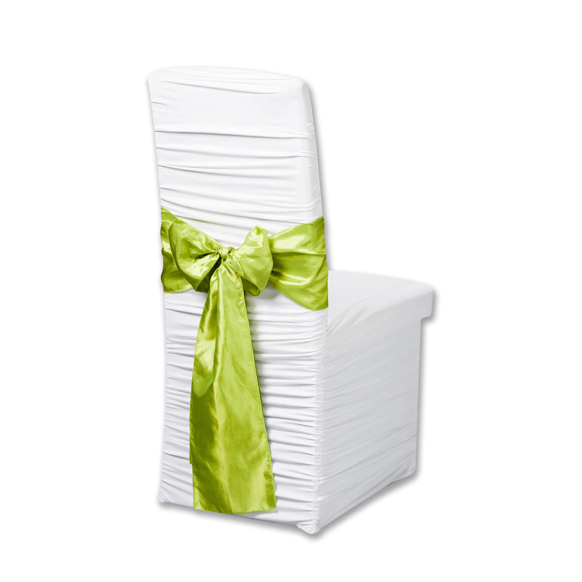 Stuhlhusse weiss universell elegant mit Raffung | Stretch mieten Verleih Hochzeit_8