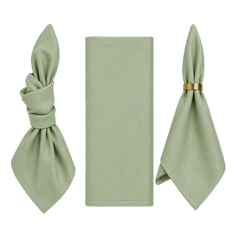 Stoffserviette aus Polyester 50x50cm in salbeigrün dustygreen eukalyptus | mieten für Hochzeit Event Catering