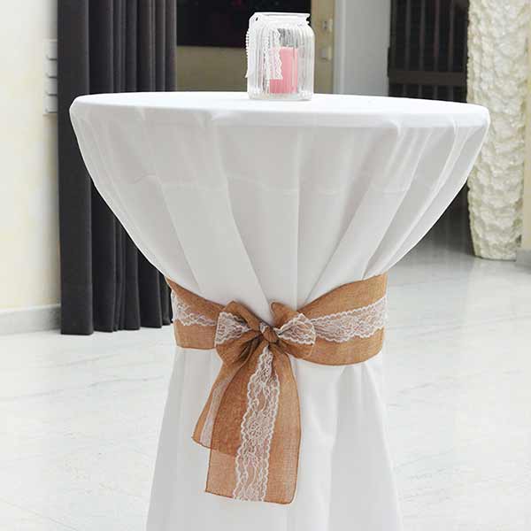 Stehtischhusse universell weiss Polyester fließend mieten | Verleih Hochzeit, Feier, Event 5