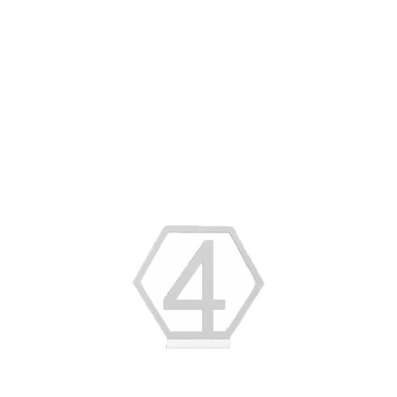 Tischnummer Hexagon, Plexiglas silber (1-15) [mieten]