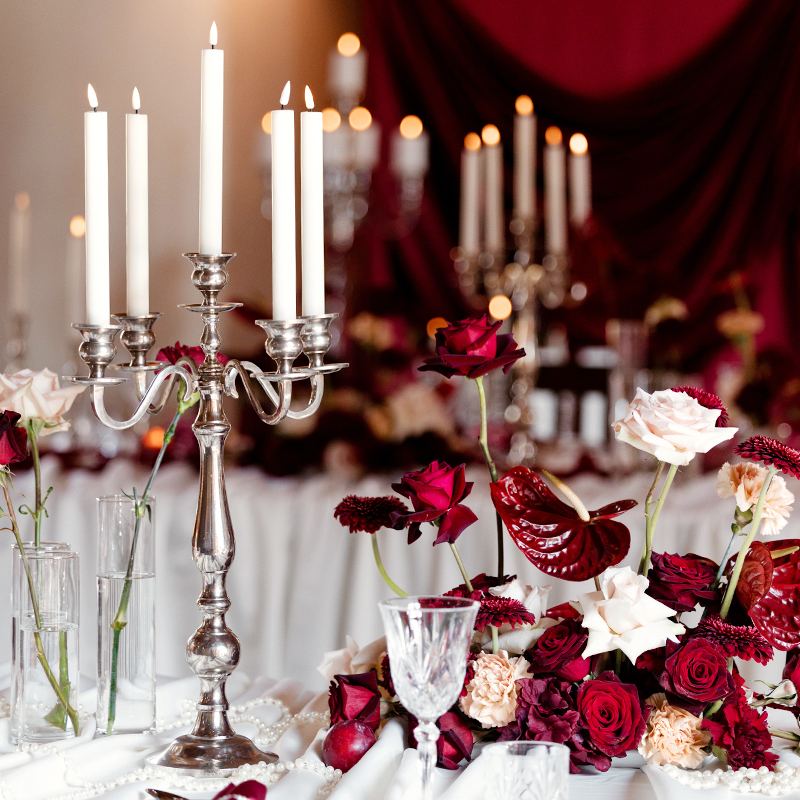 Kerzenständer | Kerzenleuchter | Kerzenhalter 5-arm 75cm gross | silber | mieten Hochzeit, Feier, Event