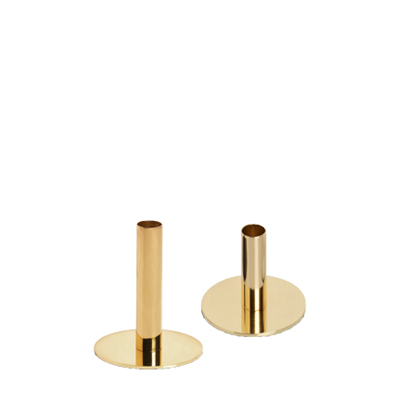 Kerzenständer 1-arm, Metall gold LINE short | Kerzenhalter kurz| Kerzenleuchter Stabkerzen Hochzeit Tischdeko mieten