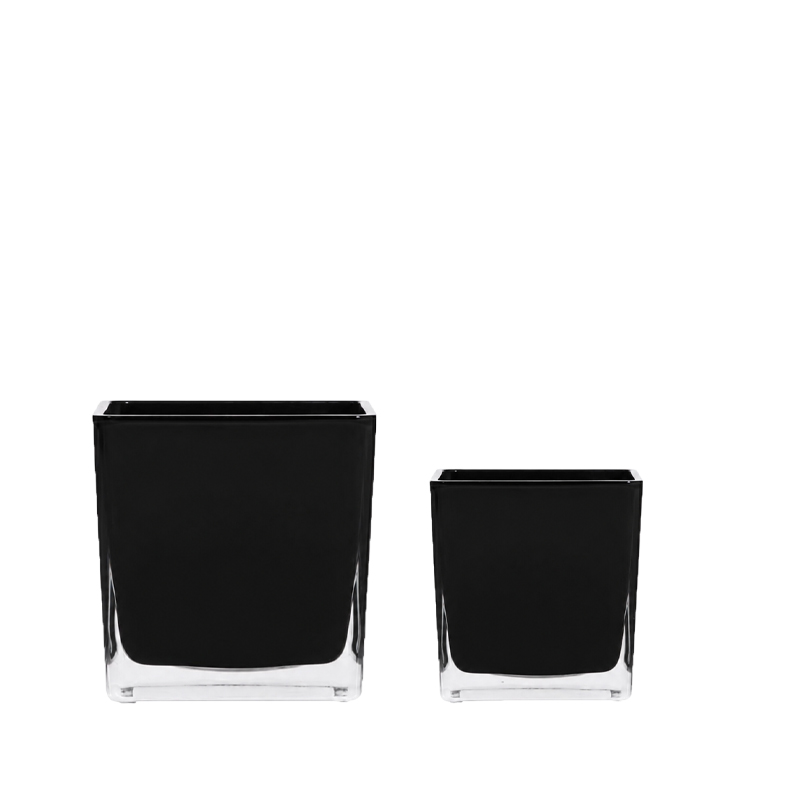 Würfelvase Glas schwarz mieten Feier, Event, Veranstaltung, Hochzeit
