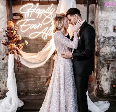 LED Schriftzug LED Sign Happily ever after x mieten für Hochzeitsdekoration und Trauung 2