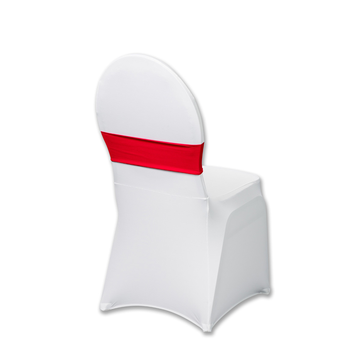 Stuhlhusse stretch universell weiss mit Stretchband rot
