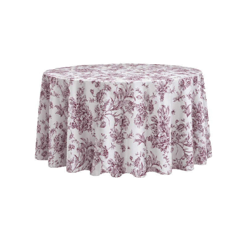 Tischdecke_Polyester_rund_305cm_floral_blumig_burgundy_mieten_I_Verleih_Hochzeit_Feier_Event_Geburtstag_Catering_Firmenevent