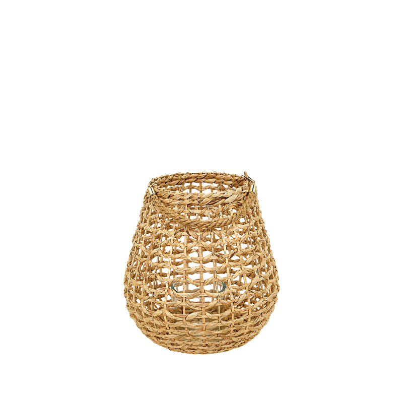 Windlicht Rattan mit Glaseinsatz, natur mieten