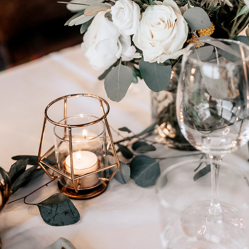 Teelichthalter geometrisch modern gold mieten Tischdeko Hochzeit und Feier_2