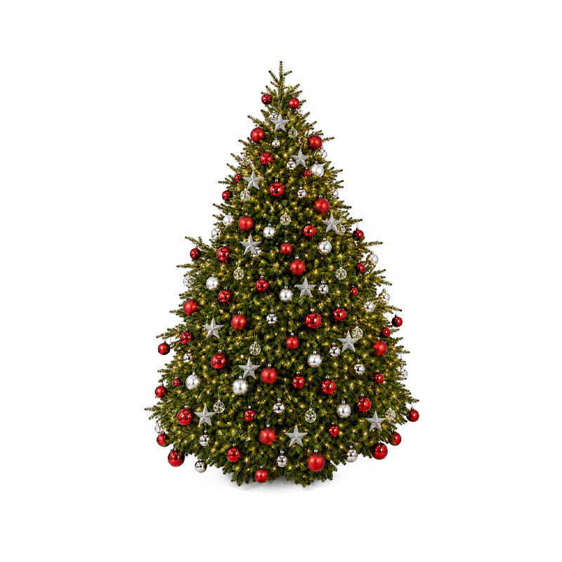 Tannenbaum dekoriert Rot Silber mieten