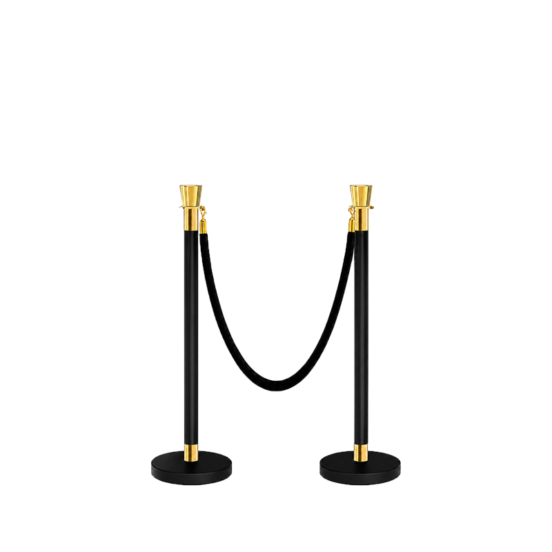 Absperrpfosten | schwarz-gold | Set 6 Pfosten + 5 Seile