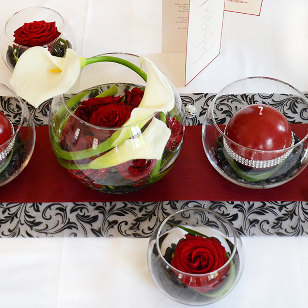 Vase Kugelvase Glas klar mieten Tischdeko Hochzeit, Feier_2