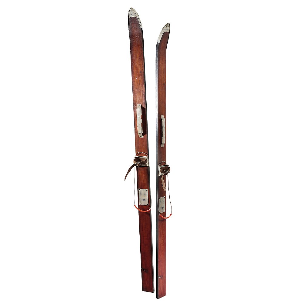 Ski Deko Retro antik | Holz braun | 200cm | Verleih Winterfeier, Apres Ski Party [mieten]