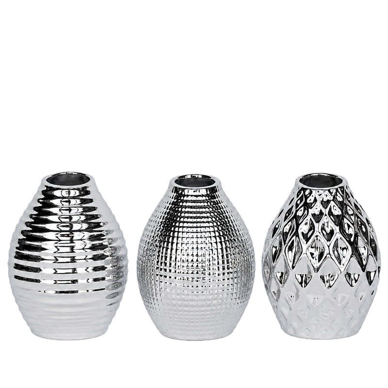 Vase/ Flaschenvase Keramik silber mieten Tischdeko Feier Event Hochzeit