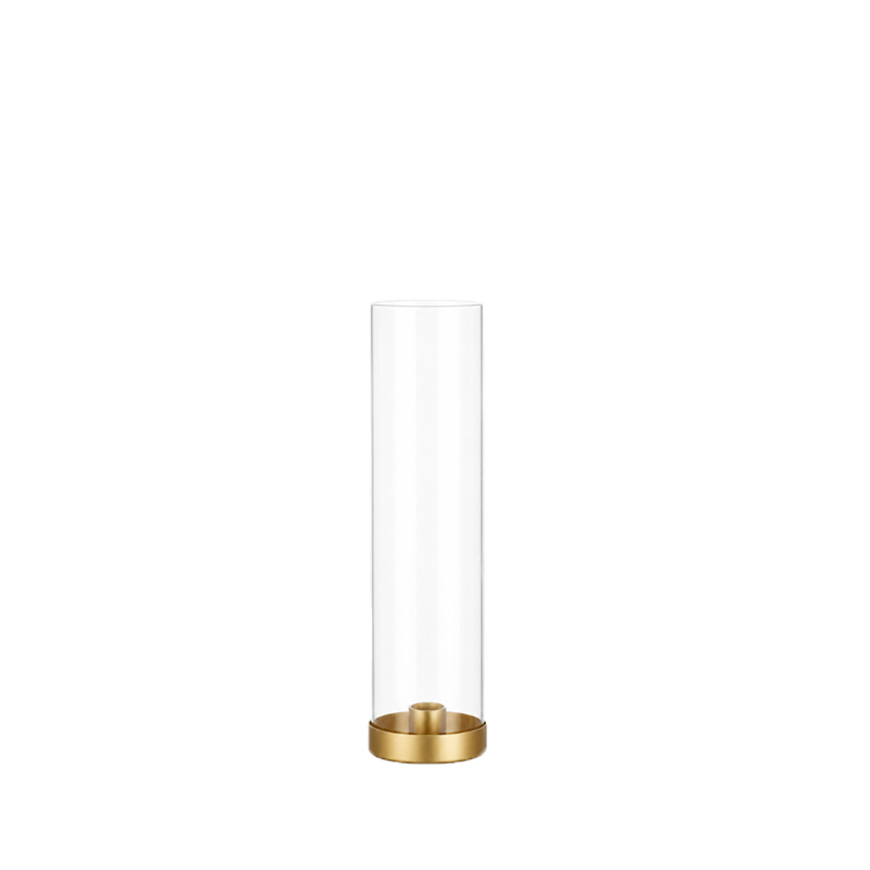 Kerzenhalter Line 1-arm gold mit Glaszylinder, Glasaufsatz | für Stabkerzen | Kerzenständer | Kerzenleuchter [mieten]
