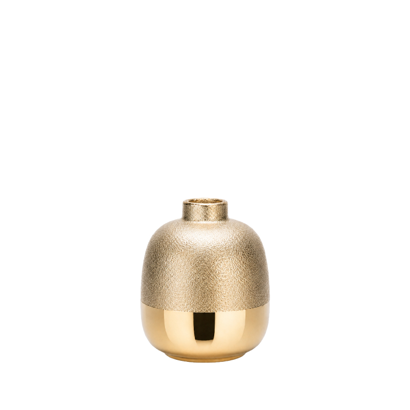 Keramik Vase Flaschenvase kugelig gold mieten Tischdekoration Hochzeit, Feier, Geburtstag