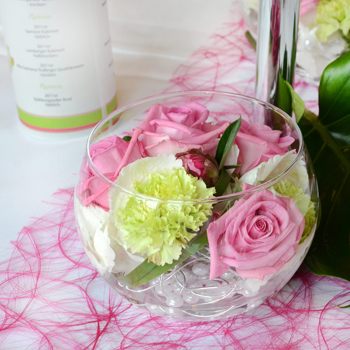 Vase Kugelvase Glas klar mieten Tischdeko Hochzeit, Feier_3