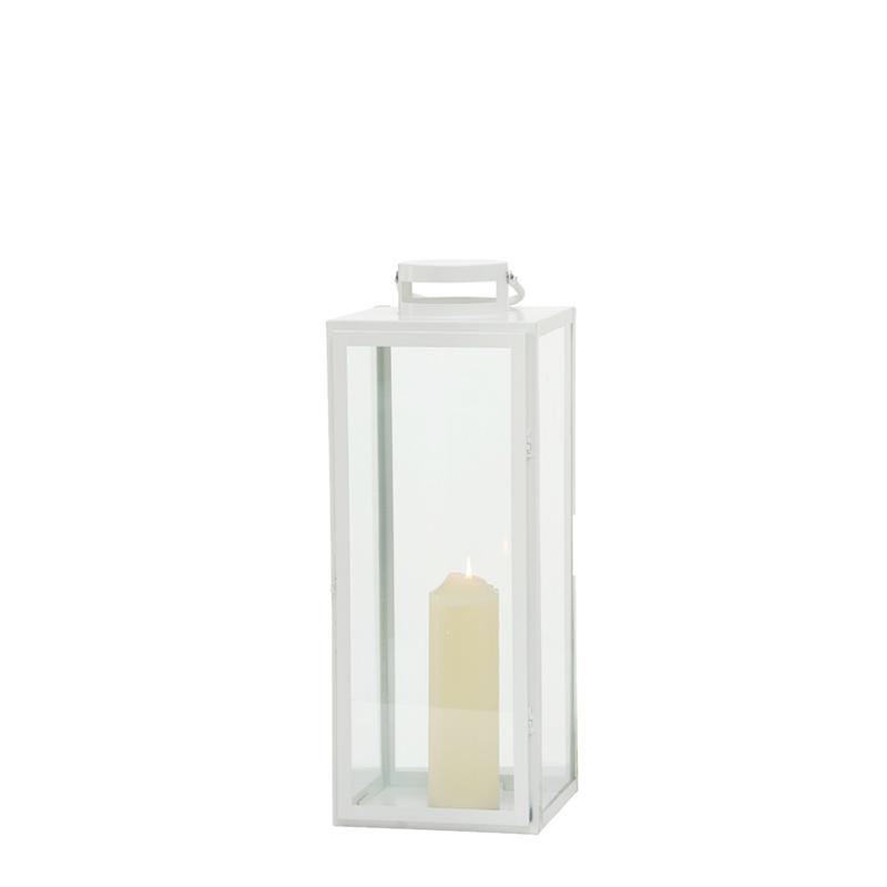 Laterne elegance modern, Metall weiß 40cm mieten Hochzeit, Deko, Veranstaltung, Feier Verleih