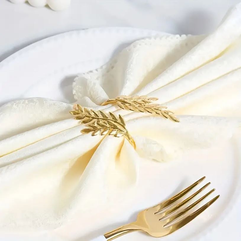 Serviettenring_Blätter_gold_glänzend_mieten_Verleih_Hochzeit_Hochzeitsdeko_Firmenfeier_Geburtstag