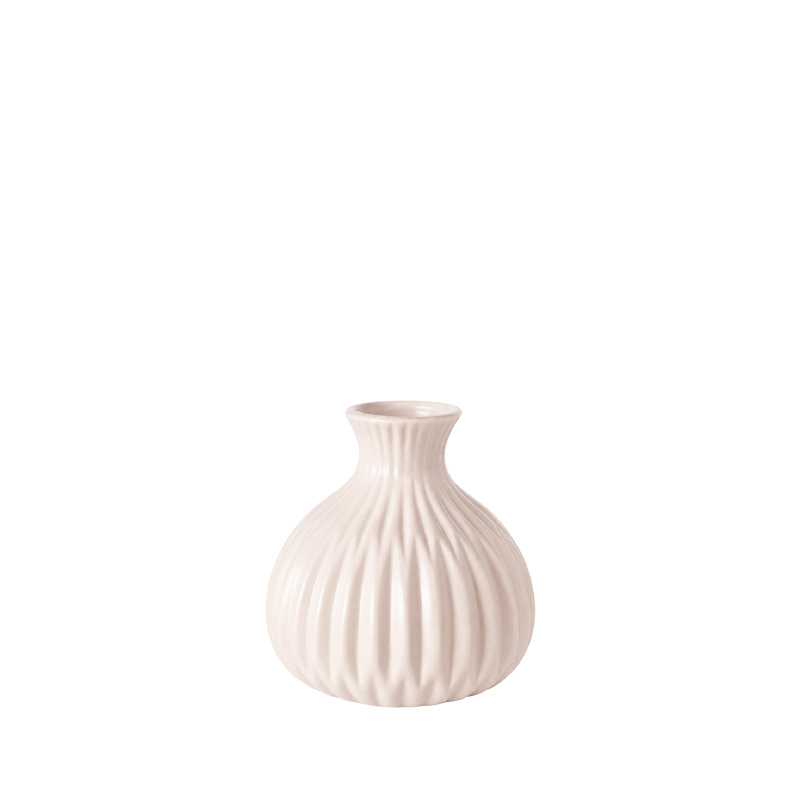 Vase Flaschenvase Rille Keramik Porzellan beige braun mieten Tischdekoration Hochzeit und Feier