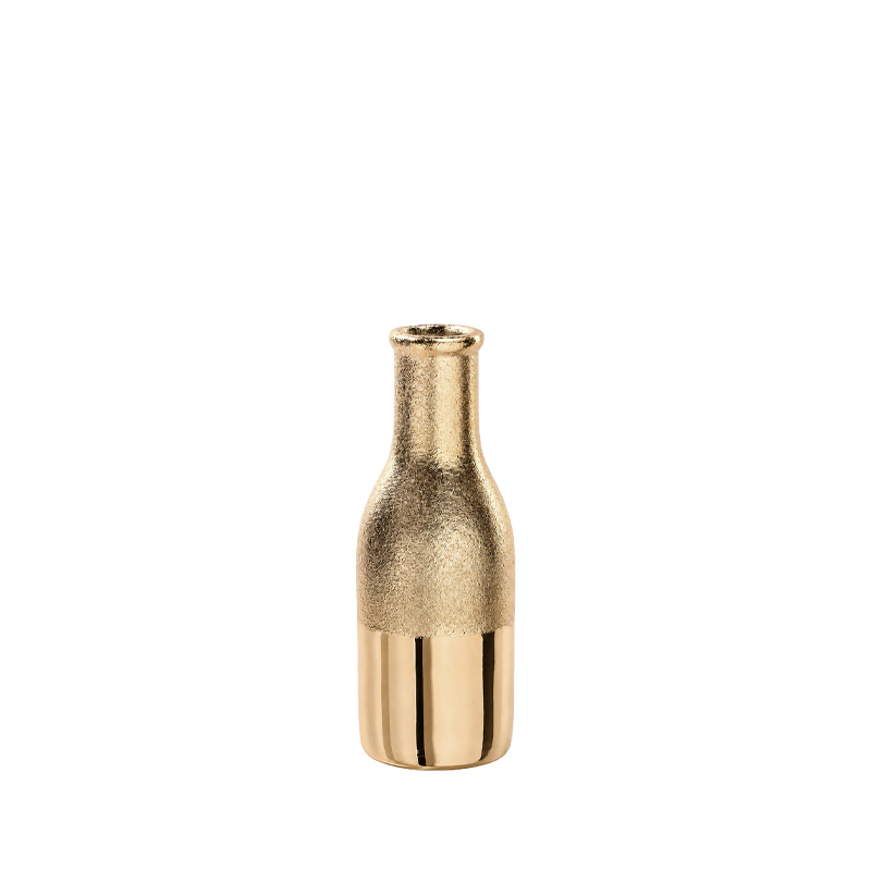 Keramik Vase Flaschenvase gold mieten Tischdekoration Hochzeit, Feier, Geburtstag