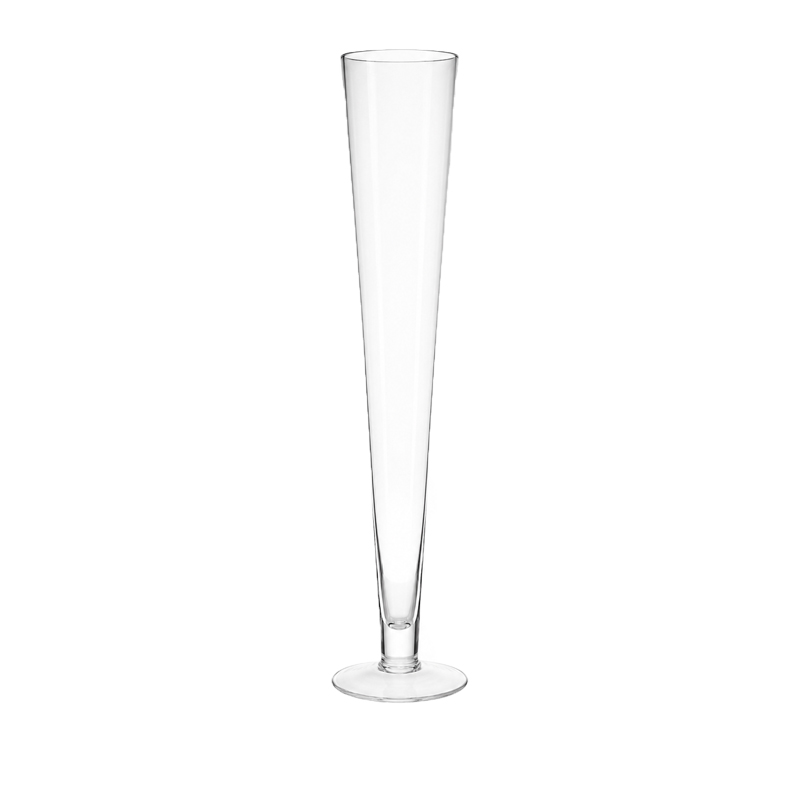 Vase konisch Flute hoch Glas klar mieten Hochzeit Tischdeko