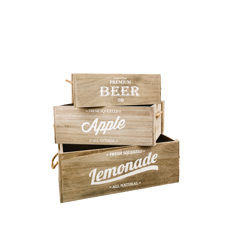 Kisten Trio Beer lemonade apple natur für Getränkebar und Candybar mieten