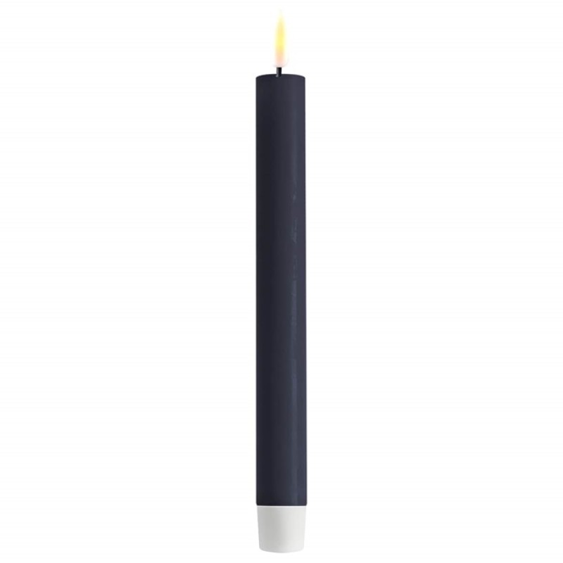 LED Stabkerze Spitzkerze Echtwachs dusty blue | dunkelblau Batterie mieten Hochzeit, Feier, Veranstaltung