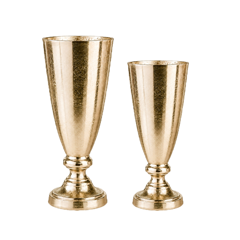 Pokalvase hoch, Bodenvase Metall gold champagner Hochzeit Deko Trauung