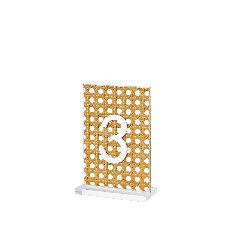 Tischnummer Rattan mit Acryl [mieten]