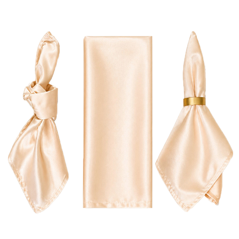 Serviette Lamour Satin edel elegant beige | mieten für Hochzeit, Geburtstag, Event2