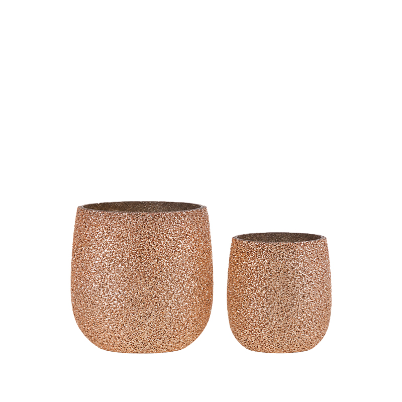 Vase/ Teelichthalter kupfer/ roségold Glitter Hochzeit Tischdeko mieten