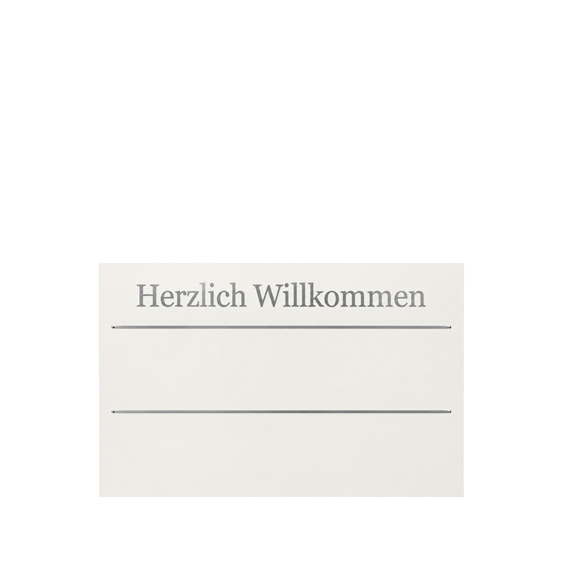 Willkommensschild Herzlich Willkommen aus Holz in weiss in Querformat für Staffelei mieten für Hochzeit und Event