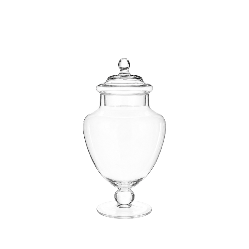 Bonboniere gross bauchig mit Deckel Glas klar Candybar Saltybar mieten Hochzeit, Feier