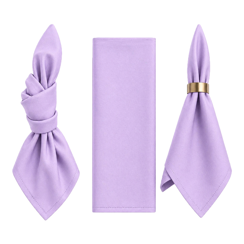 Stoffserviette aus Polyester 50x50cm in flieder | mieten für Hochzeit Event Catering