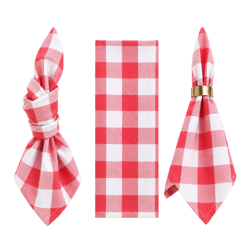 Serviette_Polyester_mediterran_rot_weiss_Verleih_Hochzeit_Party_Event