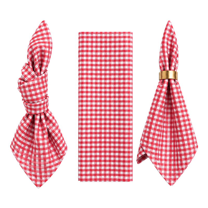 Serviette_Baumwolle_mediterran_rot_weiss_Verleih_Hochzeit_Party_Event
