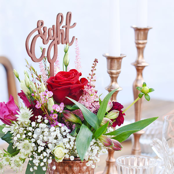 Kerzenständer 1-arm kupfer| roségold  Deko Hochzeit 2 [mieten]