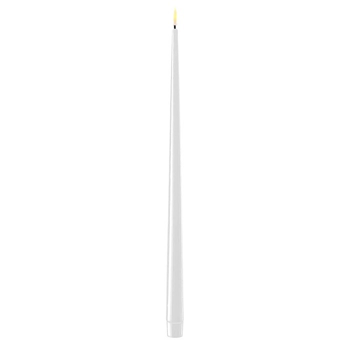 LED Spitzkerze 38cm extralang Lack weiss Batterie mieten | verleih Hochzeit, Feier, Veranstaltung